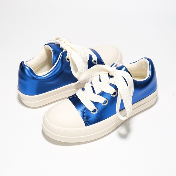 Low top RICKYGIRL puffy thick lace round toe sneaker - Picture 2 of 3